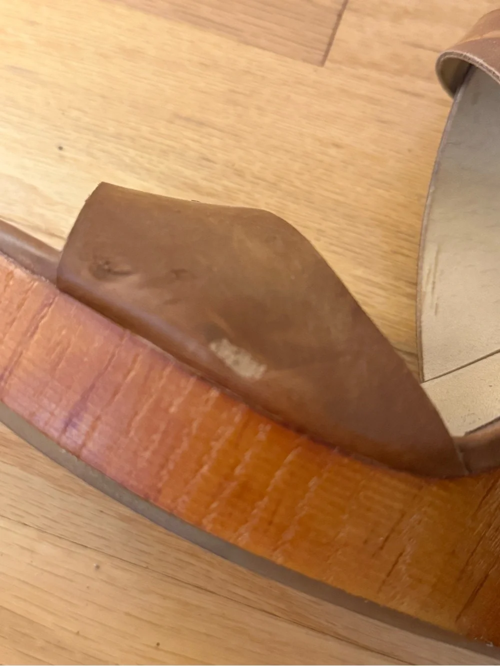Lucky Brand Tan Brown Leather Platform Wedge Sandals
